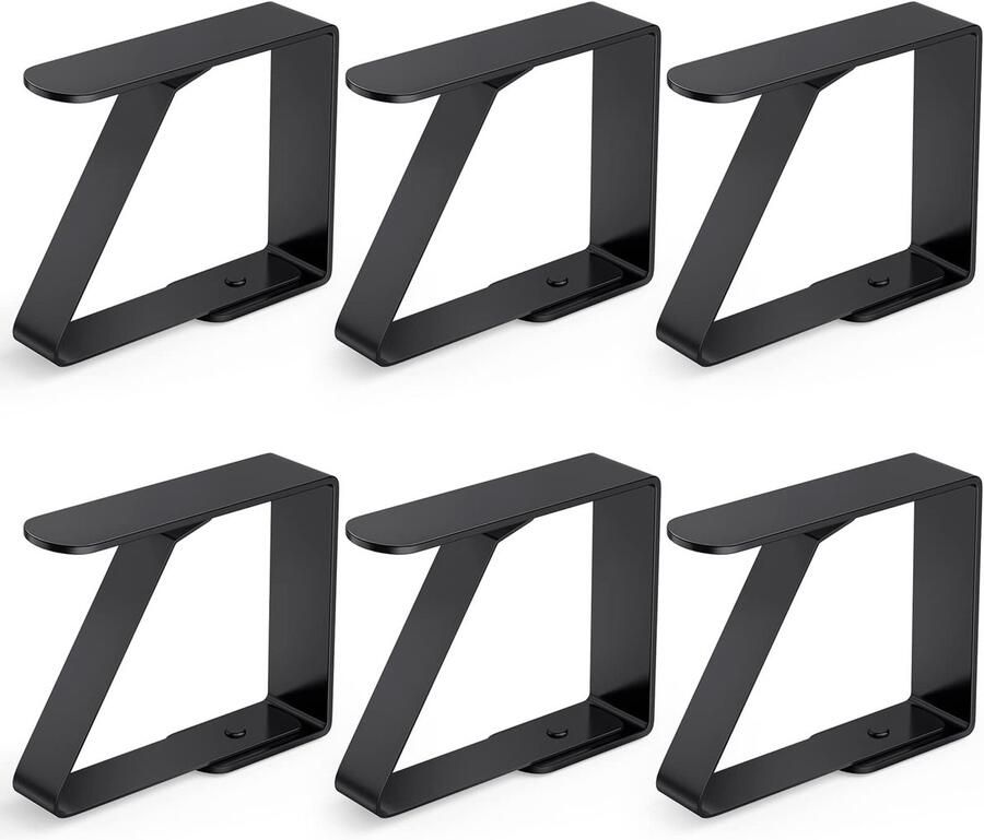 Ibenzoa Set van 6 Roestvrijstalen Tafelkleedklemmen voor Binnen- en Buitengebruik Zwart 5 x 4 cm