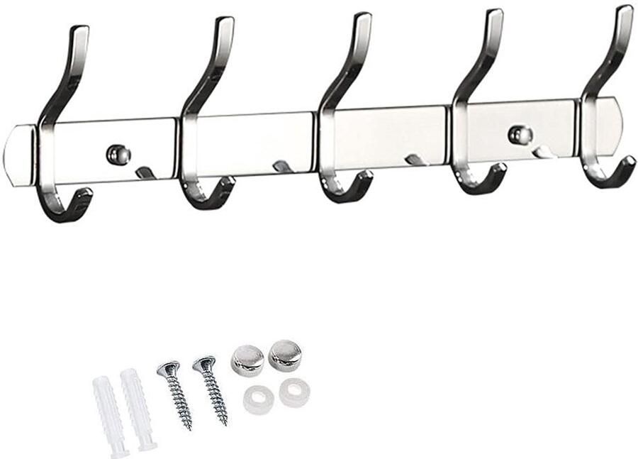 ERFGT Moderne roestvrijstalen kledinghaak haakrail wandhaak kapstok wandkapstok voor jassen kleding Geschikt voor badkamer slaapkamer keuken