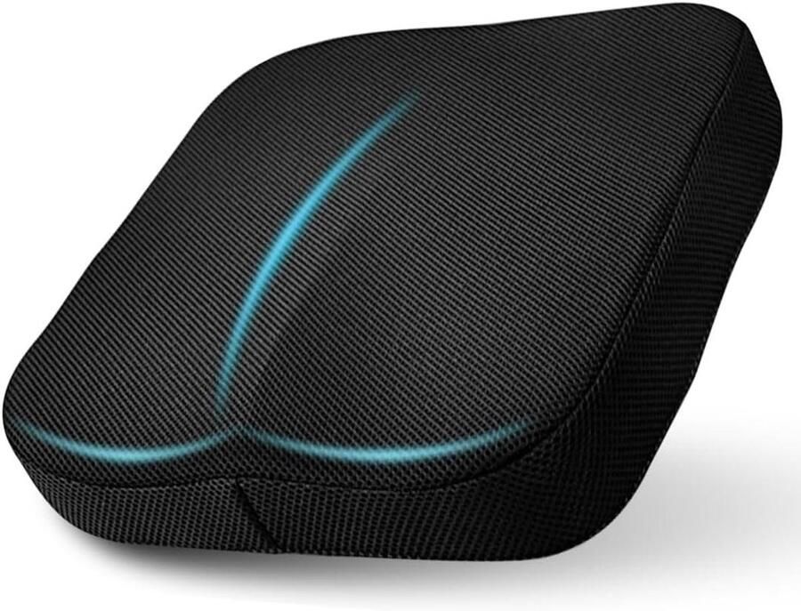 Ergonomic Memory Foam Seat Cushion Orthopaedic Black Portable Seat Cushion for Office Chair Car Wheelchair Increased Comfort Blood Flow and Pain Relief