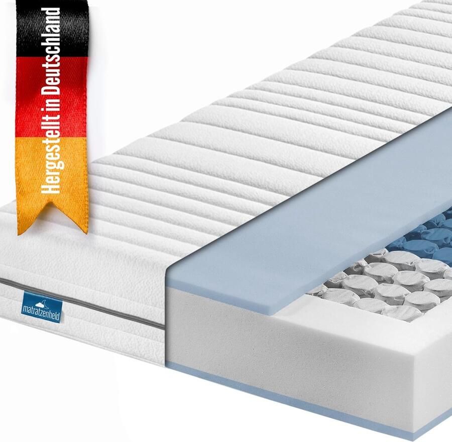 Ergonomisch 7-zone pocketveringmatras Hardheidsgraad 3 90 x 200 cm 18 cm hoogte