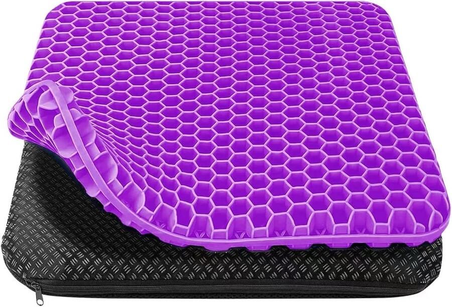 Ergonomisch Antislip Zitkussen voor Maximale Comfort Wasbaar en Duurzaam Ideaal voor Bureaustoelen Auto's en Gamestoelen (43x39x4cm Paars)