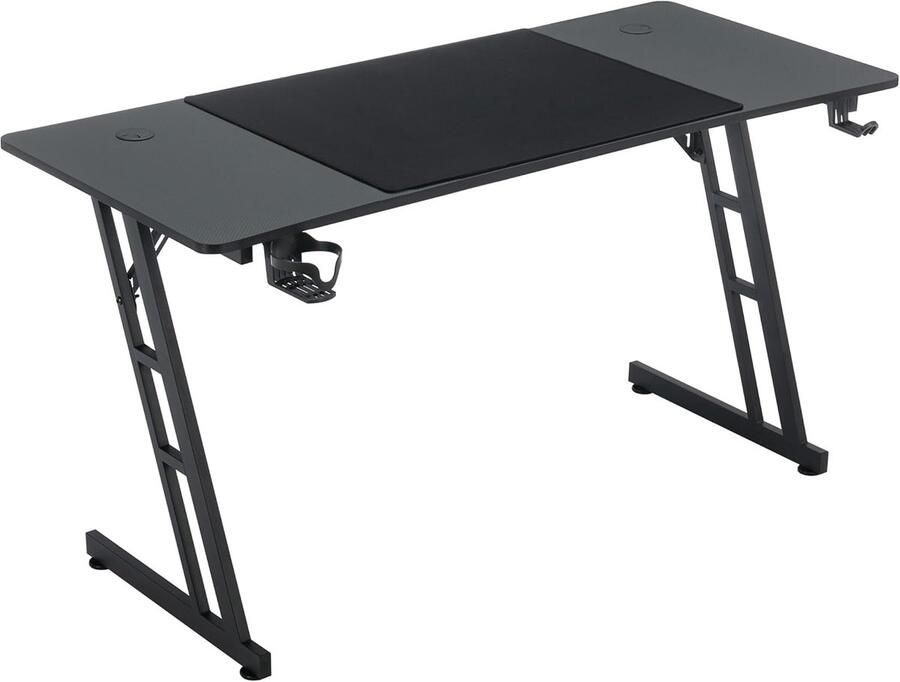 Ergonomisch Gaming Bureau 120 x 60 cm Vrijstaand met Koolstofvezelblad Draadgat en Bekerhouder
