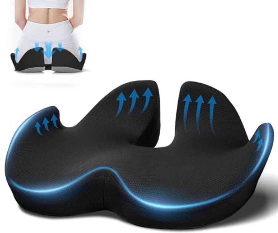 Ergonomisch Geheugenfoam Zitkussen Comfortabel Zitkussen voor Bureaustoel Rolstoel of Reizen Ademend Antislip Voor Langdurig Zitten