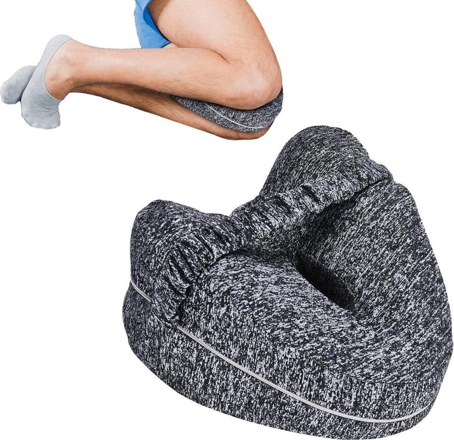 Kniekussen voor in het bed ergonomisch kniekussen voor zijslapers pijnverlichtend beenkussen met traagschuim en ademende overtrek 14 x 24 x 24 cm grijs Kniekussen voor in het bed
