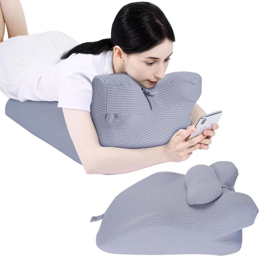 Ergonomisch leeskussen en wigkussen voor bed en bank Traagschuim kussen voor zijslaapkussen Ondersteunend ergonomisch kussen voor bed