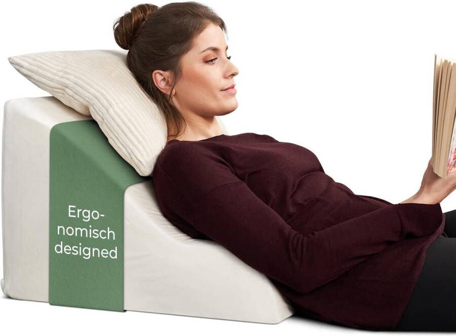 Ergonomisch leeskussen voor bed en bank comfortabel rugkussen met traagschuim te gebruiken als reflux-kussen wigvormig bed bedkussen rugleuning zittend en liggend