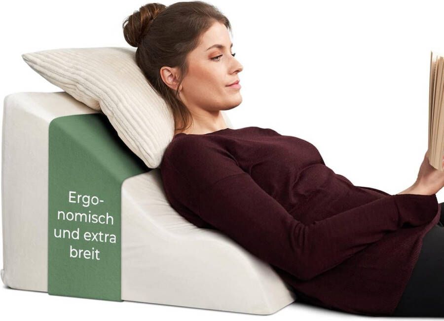 Ergonomisch leeskussen voor bed en bank comfortabel rugkussen met traagschuim te gebruiken als refluxkussen wigvormig bed bedkussen rugleuning om te zitten en te liggen