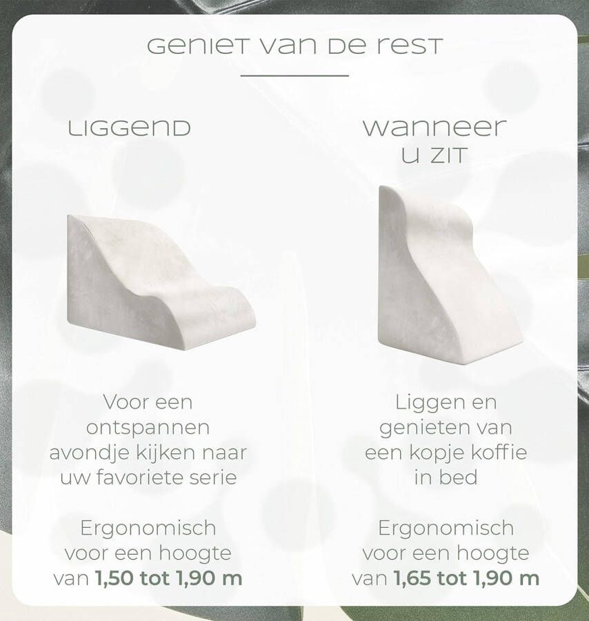 Ergonomisch Leeskussen voor Bed en Sofa Comfortabel Rugkussen met Memory Foam Bruikbaar als Refluxkussen Wigkussen Bed Bedkussen Rugleuning in Zitten en Liggen Grijs