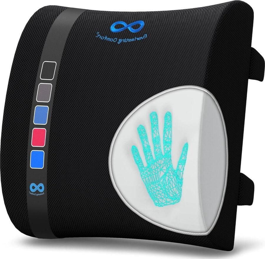 Ergonomisch lendensteunkussen van traagschuim met verstelbare riempjes en luchtdoorlatende netstofhoes voor bureaustoel en autostoel