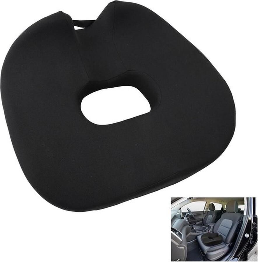 Ergonomisch Memory Foam zitkussen Orthopedisch kussen voor bureaustoel 47 x 46 cm Autostoelkussen Ischias en aambeien verlichten Wasbare hoes Antislip (groot)