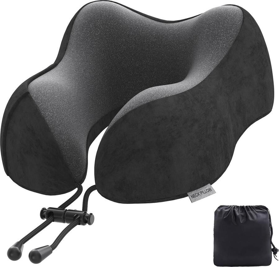 Ergonomisch Nekkussen voor Volwassenen Reiskussen voor Vliegtuig Auto en Camping Zacht Traagschuim met Wasbare Overtrek