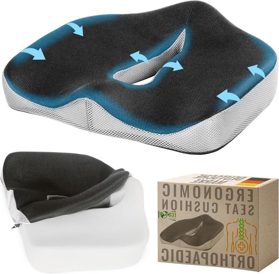 Ergonomisch orthopedisch stuitbeenkussen SK-U0110 Zitverhoging tegen rugpijn Geschikt voor bureaustoel Stuitbeen ontlasting met traagschuim