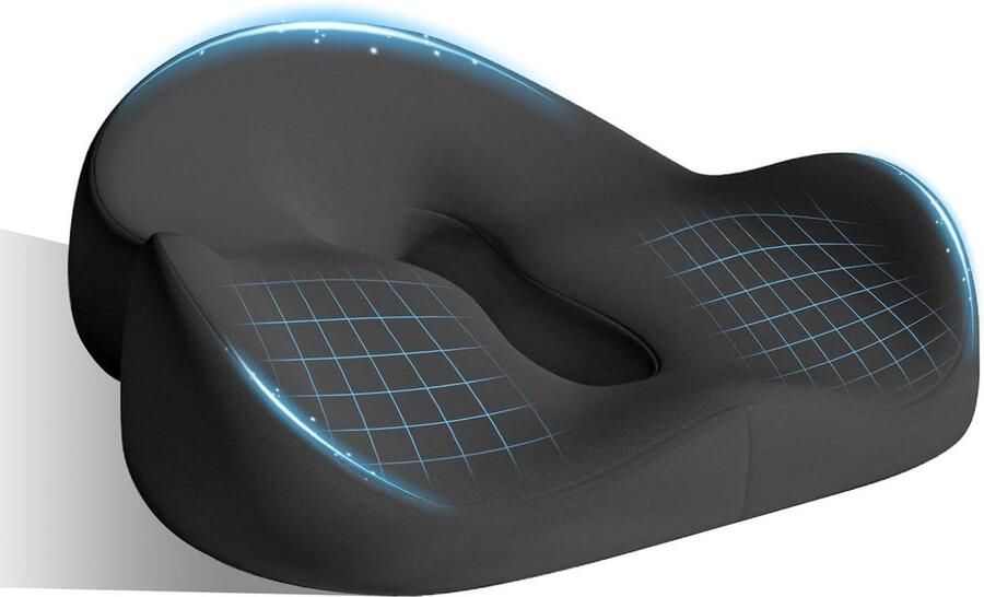 Ergonomisch orthopedisch traagschuim zitkussen voor stuitbeenverlichting voor bureaustoel zwart