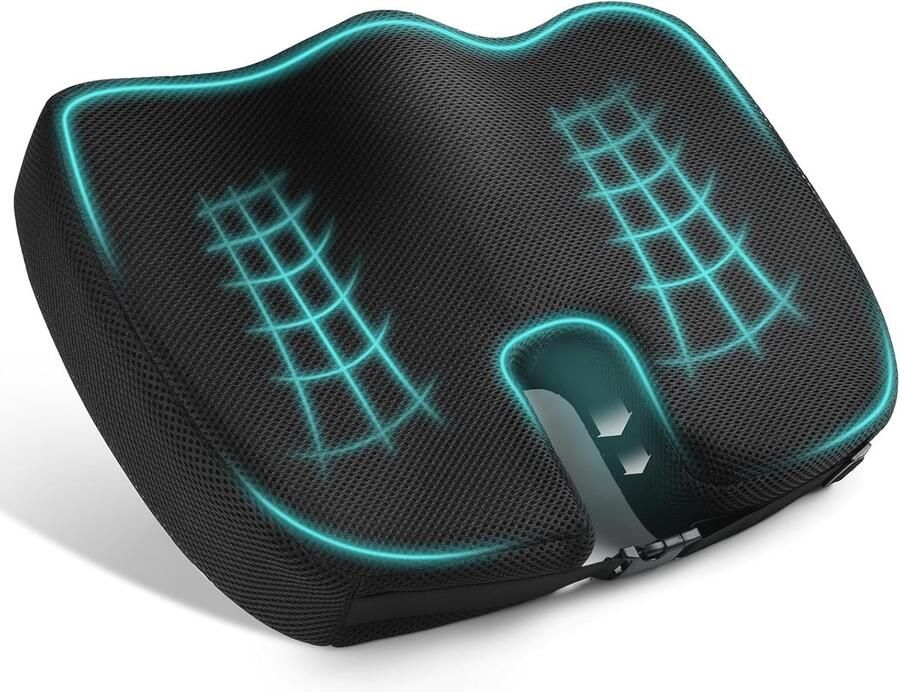 Ergonomisch Orthopedisch Zitkussen voor Bureaustoel en Auto Traagschuim Kussen ter Verlichting van Rug- en Stoel Pijn