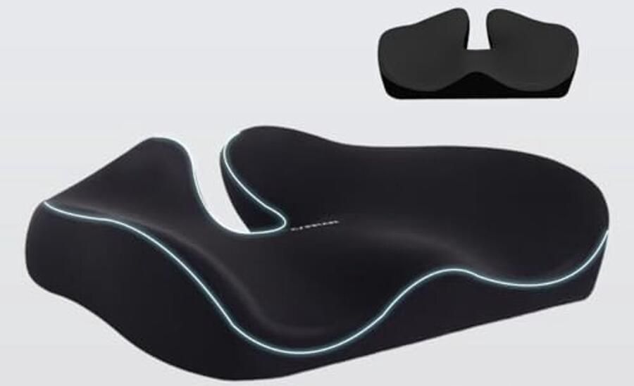 Ergonomisch Orthopedisch Zitkussen voor Bureaustoel en Auto Verhoogd Zitcomfort en Ondersteuning voor Stuitbeen en Lendenen