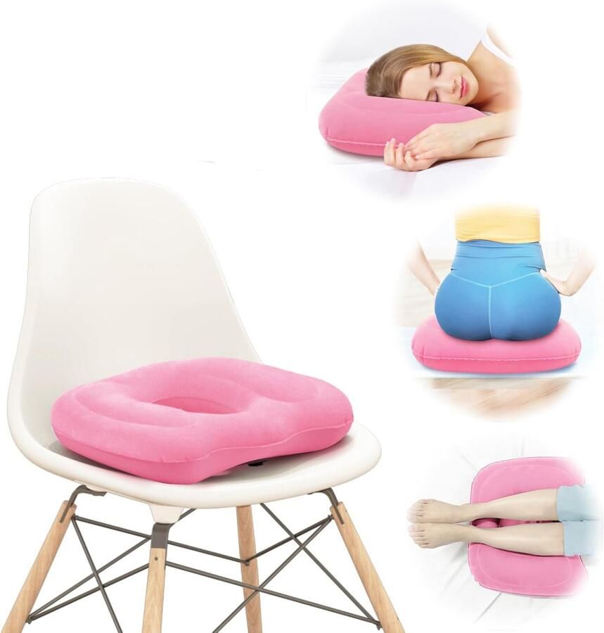 Ergonomisch Stuitkussen Bureaustoel Zitring Zitkussen Orthopedisch Donut Kussen Orthopedisch voor Aambeien Zitkussen bed Houding Correctie Donutkussen Stuit Zitring Kussen roze Opblaasbaar Orthopedisch Kussen