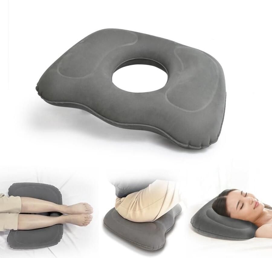 Ergonomisch Stuitkussen Bureaustoel Zitring Zitkussen Orthopedisch Donut Kussen Orthopedisch voor Aambeien Zitkussen bed Houding Correctie Donutkussen Stuit Zitring Kussen grijs Opblaasbaar Orthopedisch Kussen