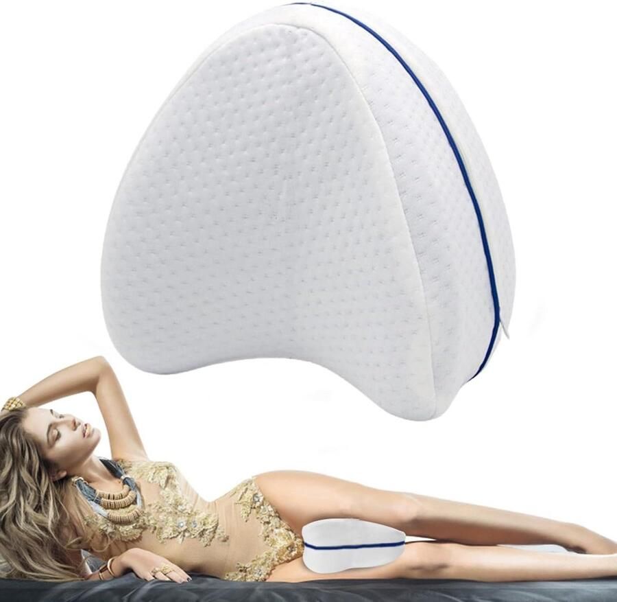 Ergonomisch traagschuim been- en kniekussen voor zijslapers optimale ondersteuning voor benen knieën en rug wit Kniekussen voor in bed