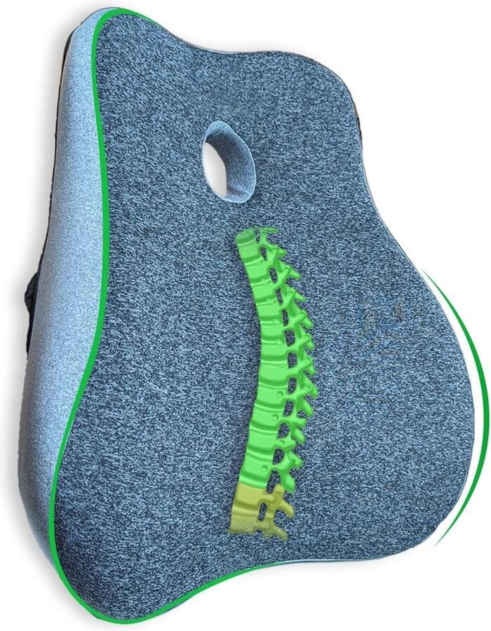 Ergonomisch Traagschuim Kussen voor Bureaustoel en Autostoel Rugpijnverlichting en Comfort