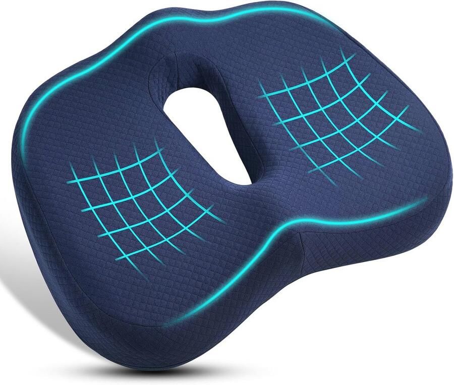 Ergonomisch Traagschuim Zitkussen voor Bureaustoel en Auto Verlichting van Rugpijn Aambeien en Stuitbeenpijn