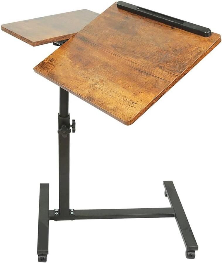 Verstelbare Laptoptafel met Wielen – Lichtgewicht Bijzettafel voor Bed en Bank