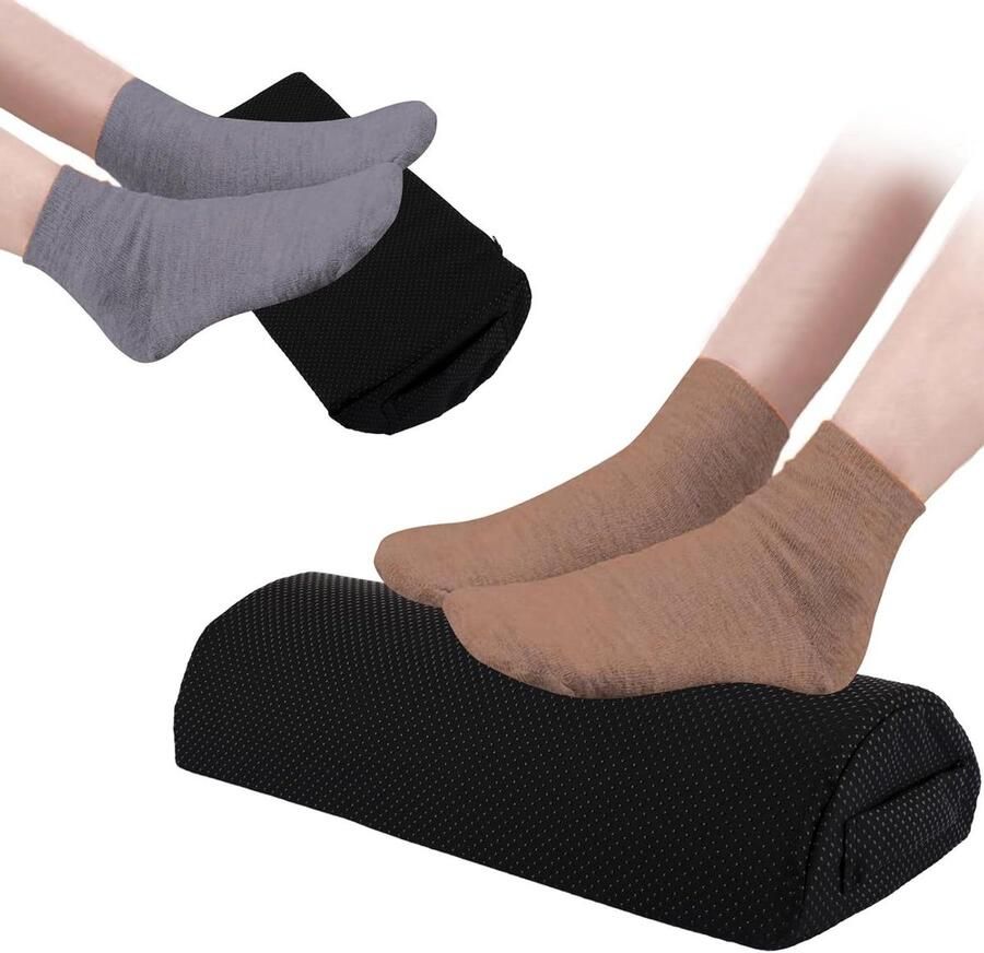 Ergonomisch voetsteunkussen Voetsteun bureau 40 x 20 x 10 cm Anti-slip oppervlak Thuis kantoor vliegtuig reizen Zwart