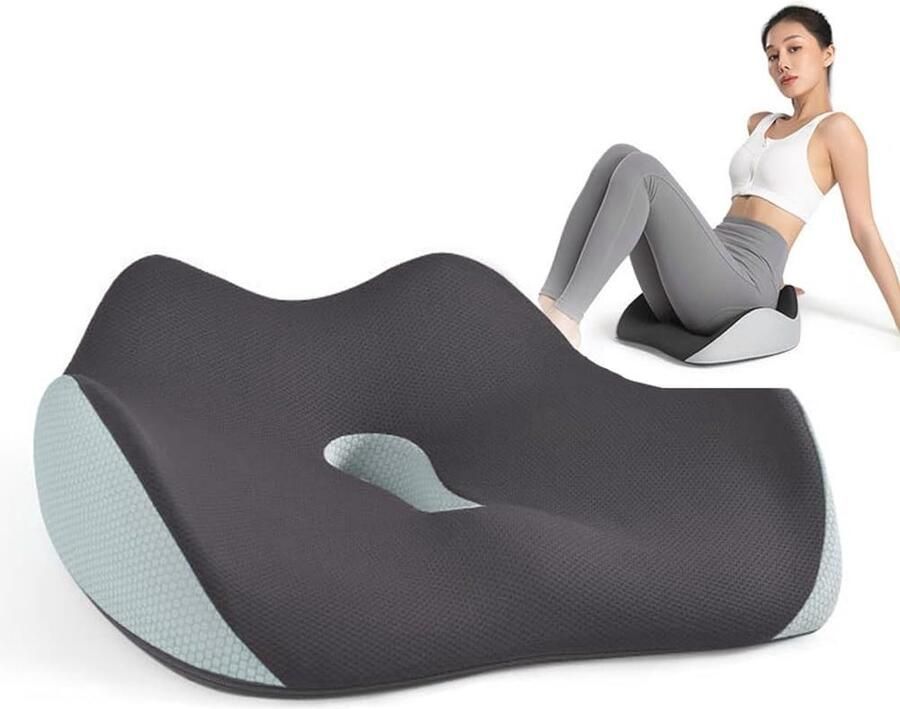 Ergonomisch zitkussen Memory foam zitkussen voor bureaustoel auto en rolstoel Ondersteunt doorbloeding en verlicht stuitbeen