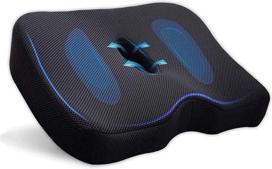 Ergonomisch Zitkussen Traagschuim Ademend Autostoelkussen Gamingstoel Voor Bureaustoelen Zwart