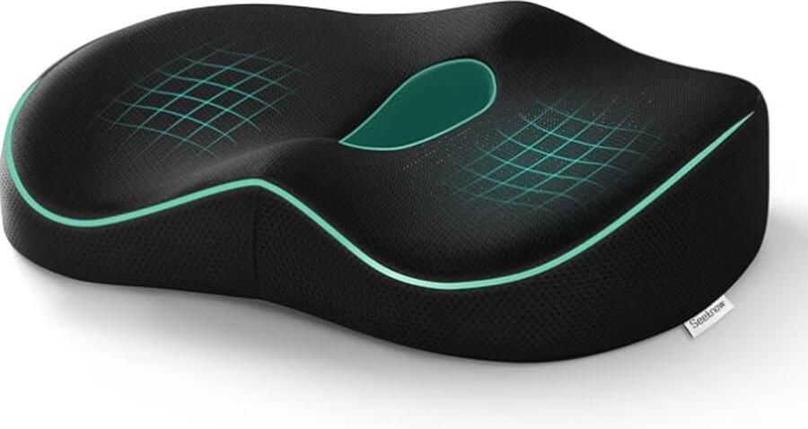 Ergonomisch Zitkussen Traagschuim Ademend Autostoelkussen Gamingstoel Voor Bureaustoelen Zwart - Foto 2