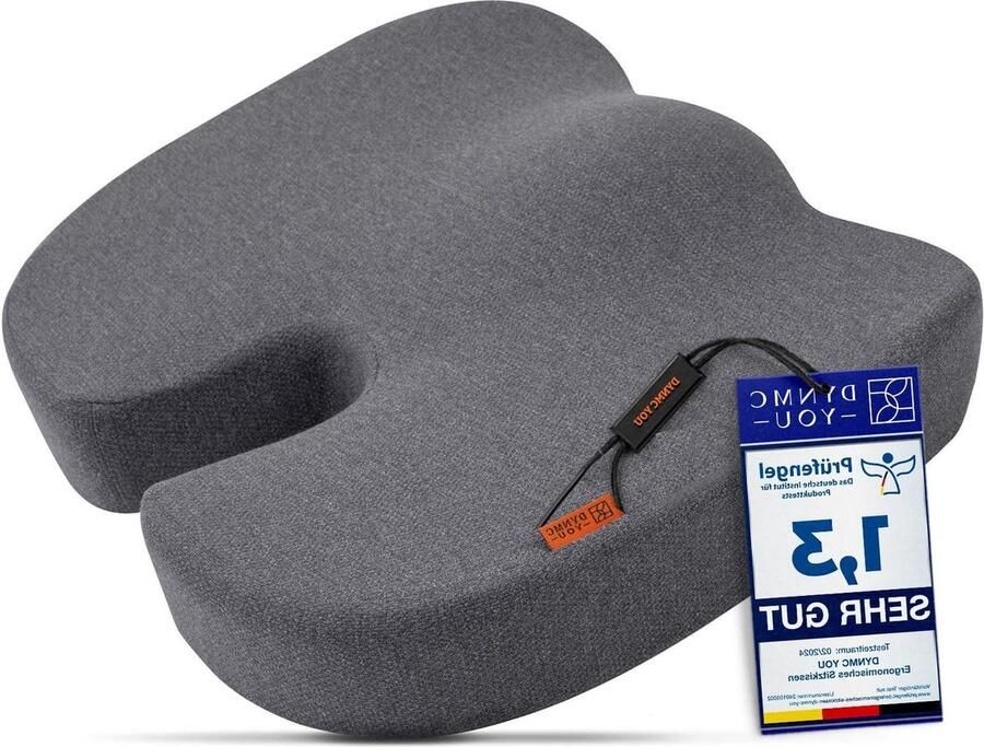 Ergonomisch Zitkussen voor Bureaustoel Comfortabel Zitten op Kantoor en Thuis Rug Stuitbeen Ondersteuning Premium Memory Foam Orthopedisch Kussen