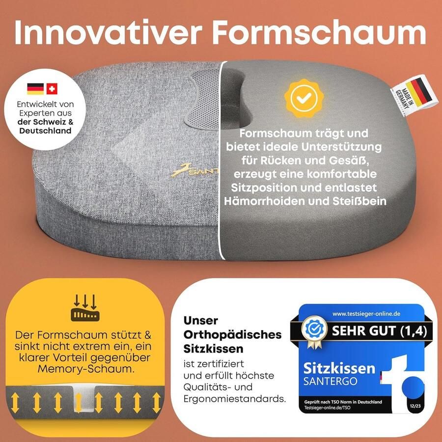 Ergonomisch Zitkussen voor Bureaustoel en Auto Comfortabel en Vormvast Geschikt voor 90-125 kg