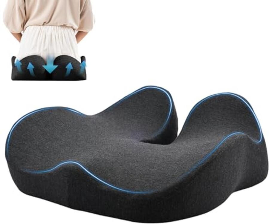 Ergonomisch Zitkussen voor Bureaustoel Orthopedisch Traagschuim Stuitbeenkussen voor Comfort en Rugpijnverlichting