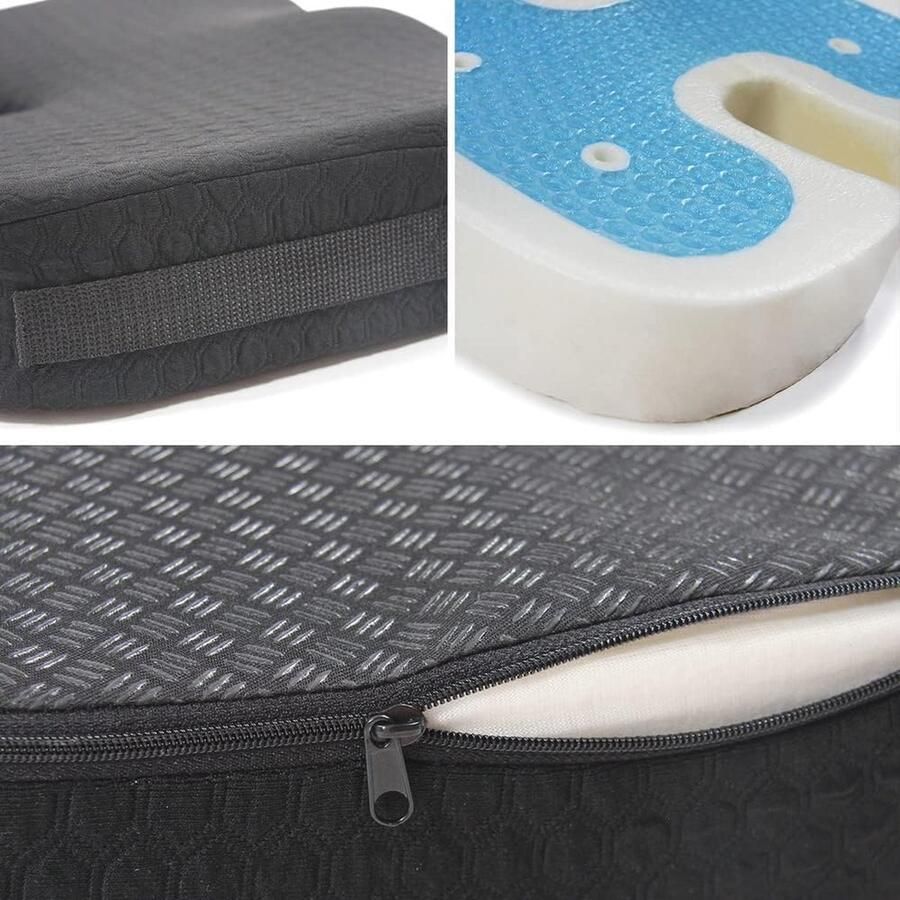 Ergonomisch Zitkussen voor Bureaustoel Traagschuim en Gellaag Afneembaar en Wasbaar Antislip