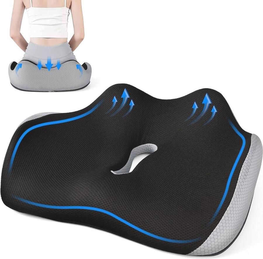 Ergonomisch Zitkussen voor Bureaustoel Traagschuim Stuitbeenkussen voor Comfort en Pijnverlichting