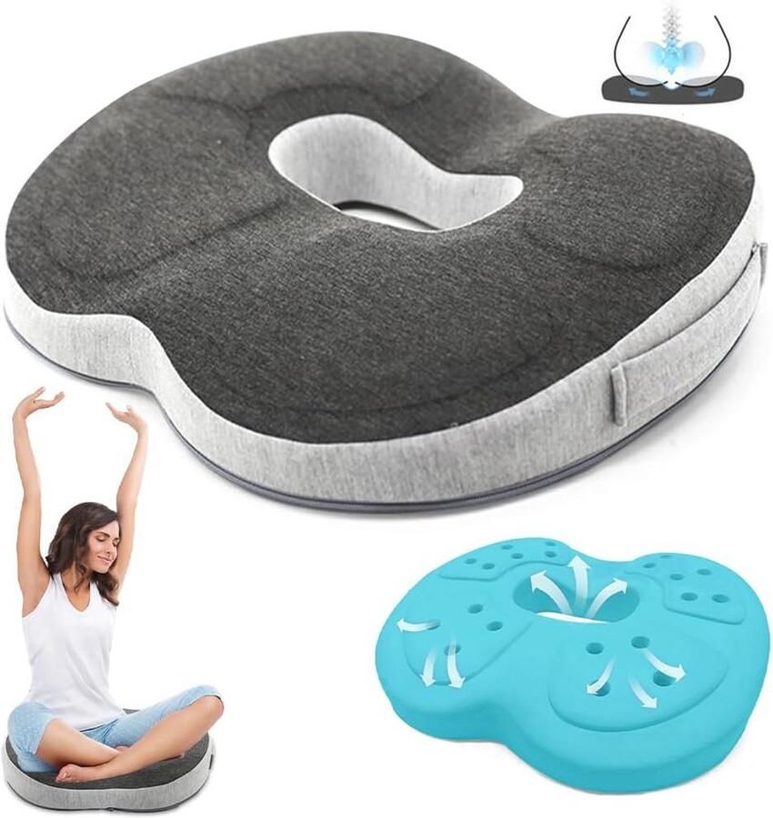Ergonomisch Zitkussen voor Pijnverlichting Orthopedisch Aambeien Kussen voor Kantoor Auto en Rolstoel