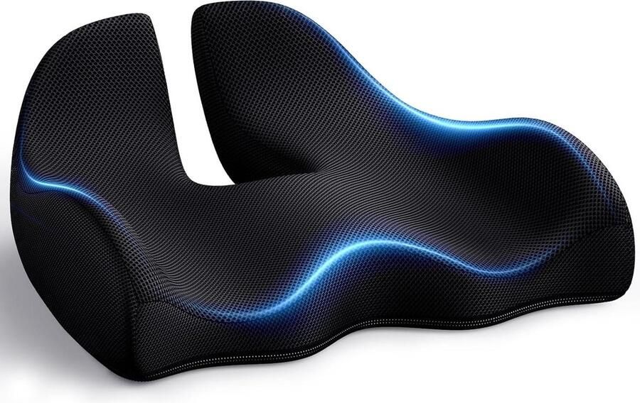 Ergonomisch zitkussen voor pijnverlichting U-vormig design voor bureaustoel autostoel gamingstoel rolstoel zwart