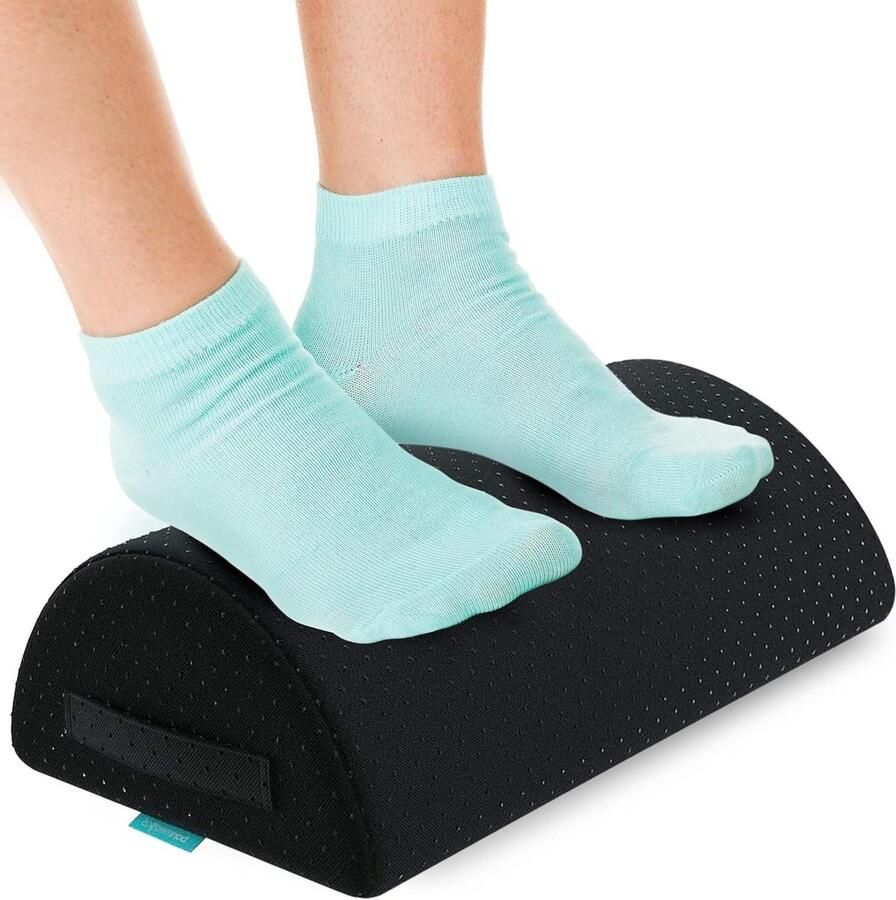 Ergonomische 3-in-1 Voetsteun Kussen voor Bureau Zwart Met Anti-Slip Oppervlak en Wasbare Overtrek