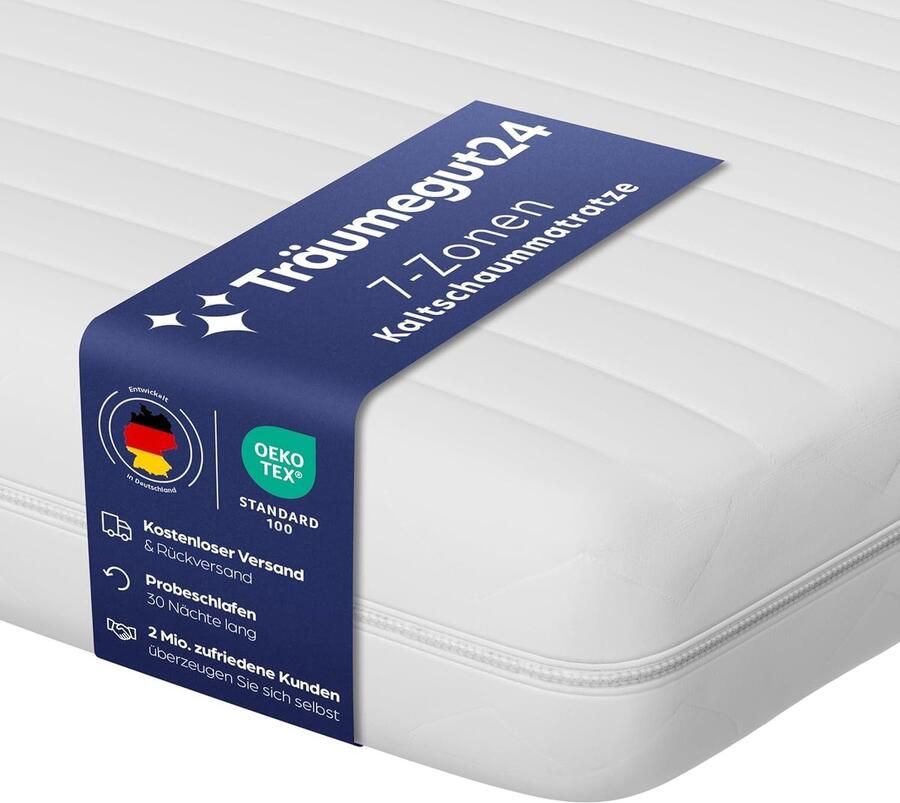 Ergonomische 7-zone koudschuim matras 90x200 cm Hypoallergeen & antibacterieel Afneembare wasbare tijk Oeko-TEX Proefslapen 30 nachten