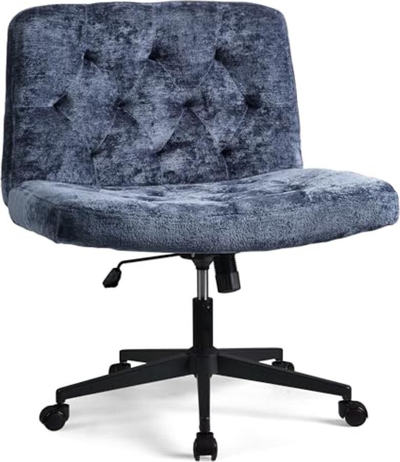 Ergonomische Armless Mid-Back Bureaustoel In hoogte verstelbare Woonkamer- en Kantoorstoel met Dikke Kussens en Stille Wielen (Zwart)