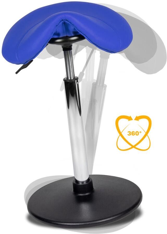 Ergonomische balanskruk wiebelkruk zit-sta kruk zadelkruk stahulp hoog model in de kleur blauw