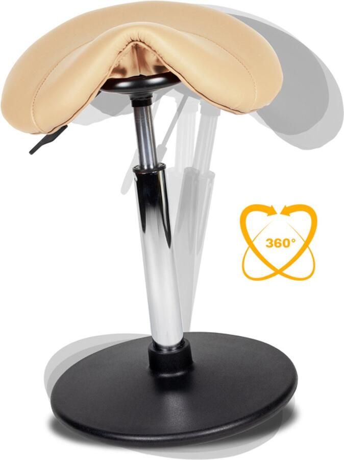 Ergonomische balanskruk wiebelkruk zit-sta kruk zadelkruk stahulp standaard model in de kleur beige