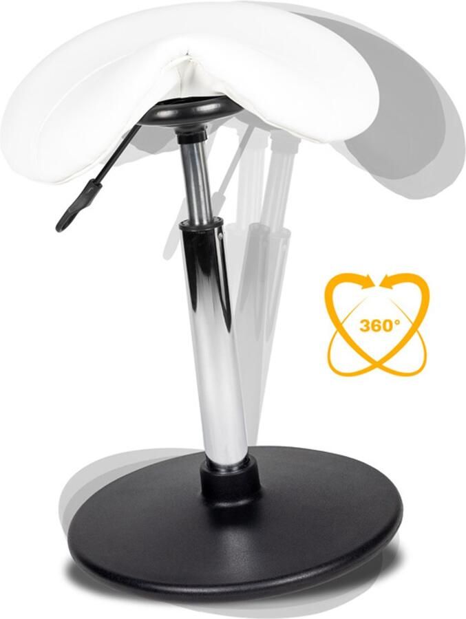 Ergonomische balanskruk wiebelkruk zit-sta kruk zadelkruk stahulp standaard model in de kleur wit