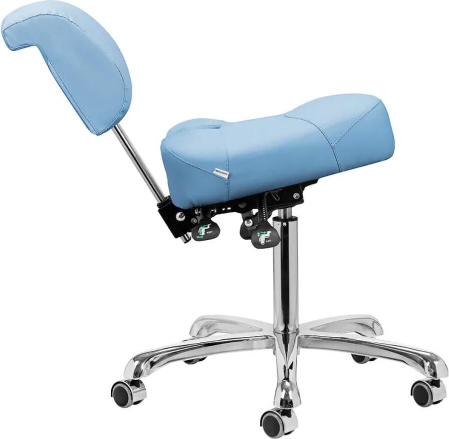 Activeshop Giovanni Ergonomische Podologie Cosmetische Zadelkruk Met Rugleuning Kapperskruk Pedicure Schoonheidsspecialist Blauw - Foto 2