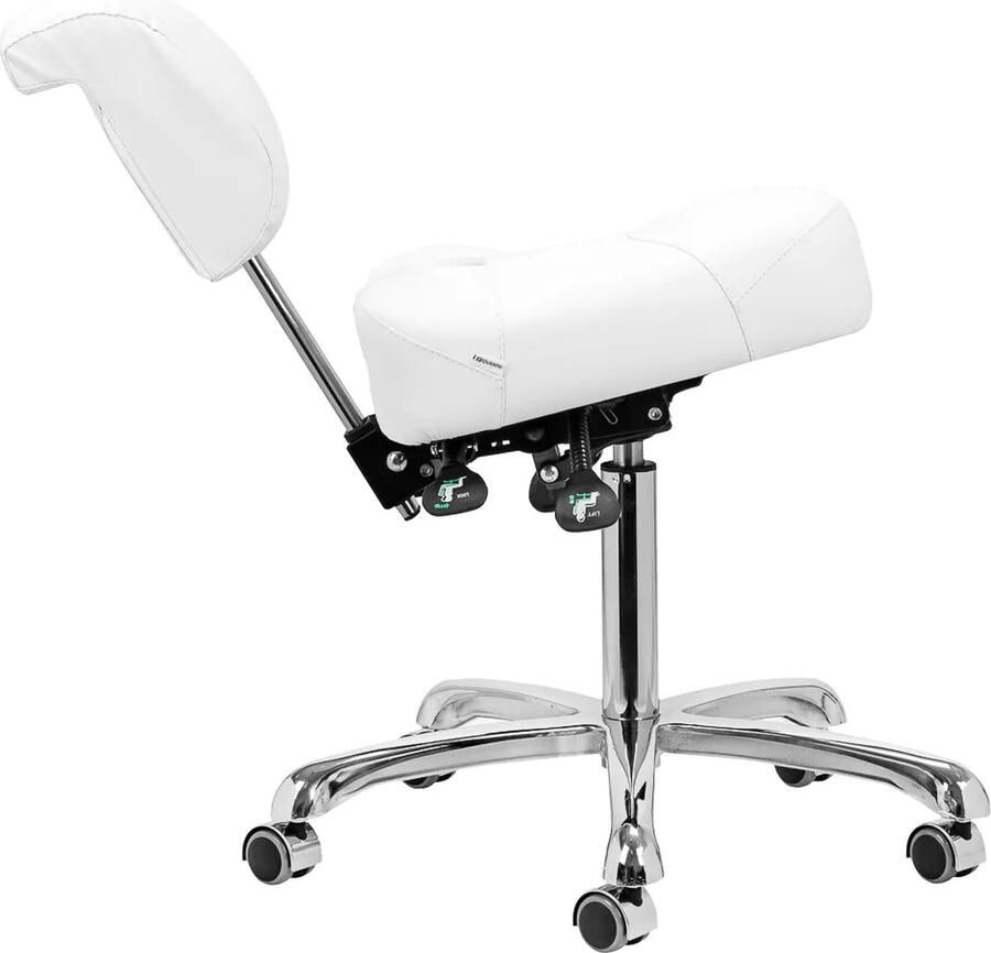 Activeshop Giovanni Ergonomische Podologie Cosmetische Zadelkruk Met Rugleuning Kapperskruk Pedicure Schoonheidsspecialist Wit - Foto 2