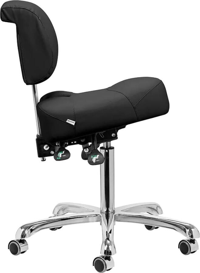 Activeshop Giovanni Ergonomische Podologie Cosmetische Zadelkruk Met Rugleuning Kapperskruk Pedicure Schoonheidsspecialist Zwart - Foto 2
