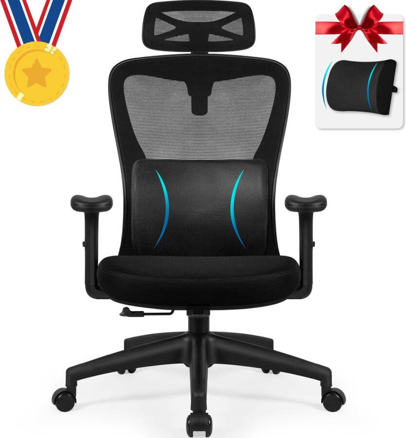 Elekiatech Ergonomische Bureaustoel Bureaustoelen met Vergrendeling in Elke Hoek van 90° tot 135°-Office Chair met Verstelbare Hoofdsteun Armleuningen en Lendensteun- Geschikt voor Volwassenen tot 150kg Belasting Zwart - Foto 2