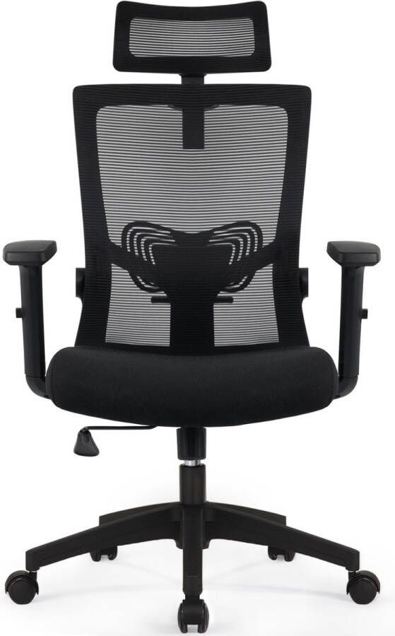 Ergonomische Bureaustoel Bureaustoelen voor Volwassenen met Verstelbare Hoofdsteun Armleuningen en Lendensteun 150 Kg Zwart