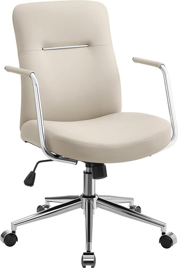 Rootz Living Rootz Ergonomische Bureaustoel Cappuccino Beige Stalen frame Memory Foam PU-leer Verstelbare hoogte 60cm x 60cm x (93-103)cm