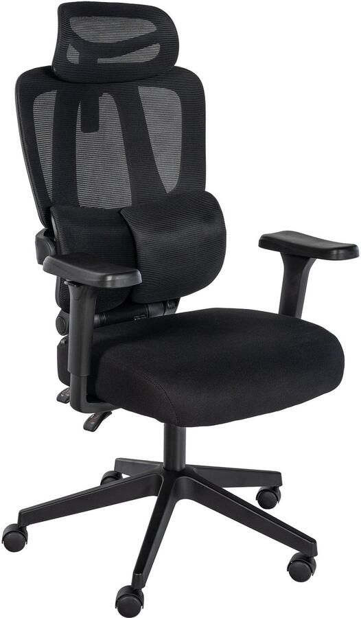 CLP Altamont Bureaustoel voor volwassenen ergonomisch met armleuningen en hoofdsteun zwart
