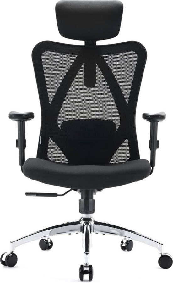 Ergonomische bureaustoel draaistoel met verstelbare lendensteun hoofdsteun en armleuning hoogteverstelling en kantelfunctie rugvriendelijk belastbaar tot 150 kg